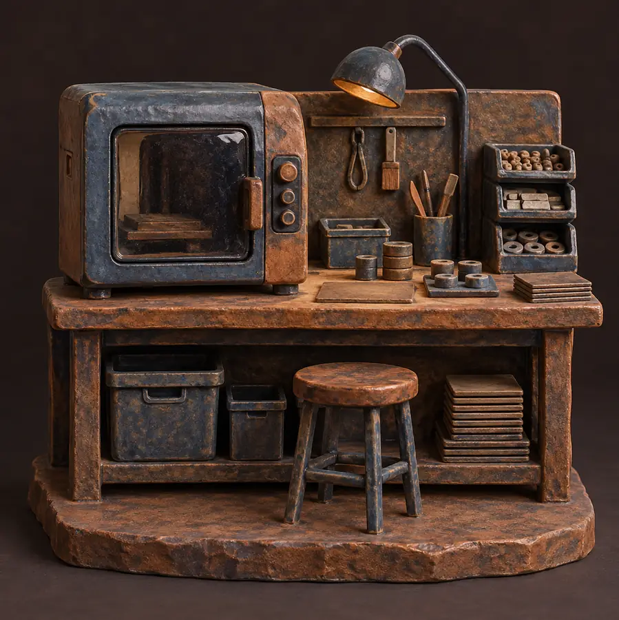 Illustration of manufacturing businesses equipment and workspace